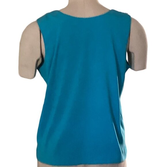 VTG 80s Sea Suns Cropped Boxy Tank Top Side Slits Sz XS Turquoise 68N - Picture 4 of 7